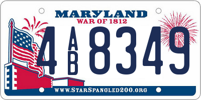 MD license plate 4AB8349