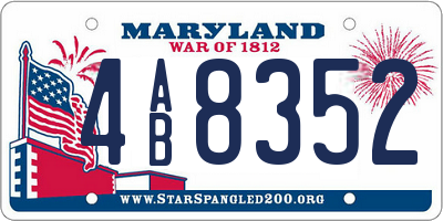 MD license plate 4AB8352