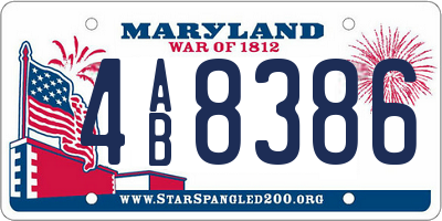 MD license plate 4AB8386