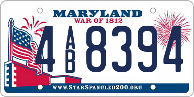 MD license plate 4AB8394