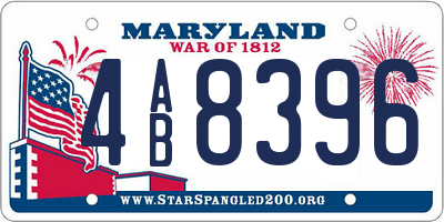 MD license plate 4AB8396