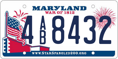 MD license plate 4AB8432