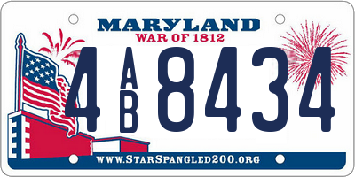 MD license plate 4AB8434