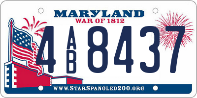 MD license plate 4AB8437