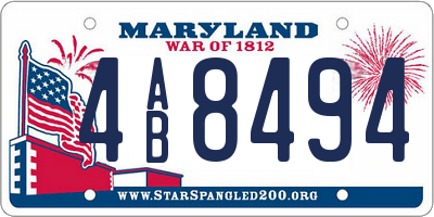 MD license plate 4AB8494