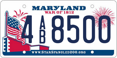 MD license plate 4AB8500