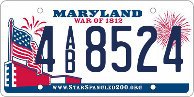 MD license plate 4AB8524