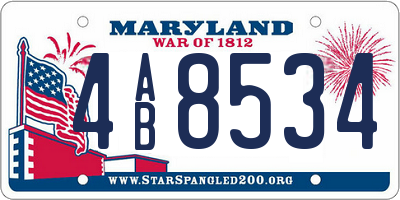 MD license plate 4AB8534