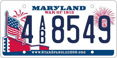 MD license plate 4AB8549