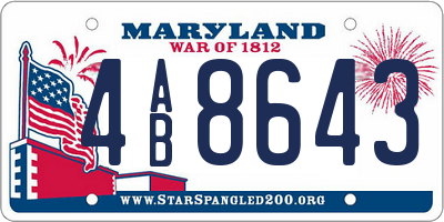 MD license plate 4AB8643