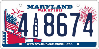 MD license plate 4AB8674