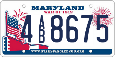 MD license plate 4AB8675