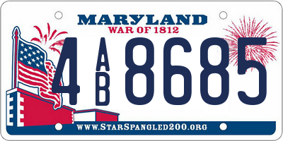 MD license plate 4AB8685