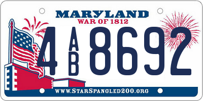 MD license plate 4AB8692