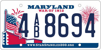 MD license plate 4AB8694