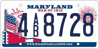 MD license plate 4AB8728