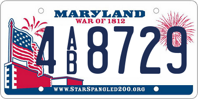 MD license plate 4AB8729