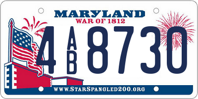 MD license plate 4AB8730