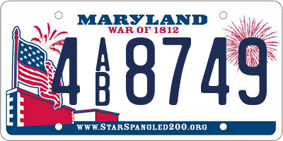 MD license plate 4AB8749