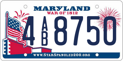 MD license plate 4AB8750