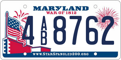 MD license plate 4AB8762