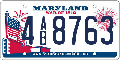 MD license plate 4AB8763