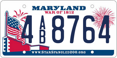 MD license plate 4AB8764