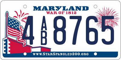 MD license plate 4AB8765