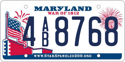 MD license plate 4AB8768