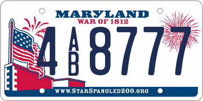MD license plate 4AB8777