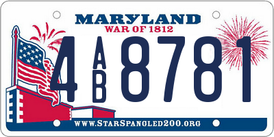 MD license plate 4AB8781