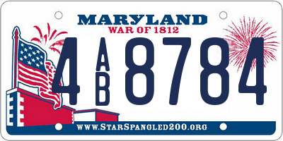 MD license plate 4AB8784
