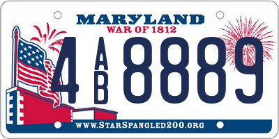 MD license plate 4AB8889
