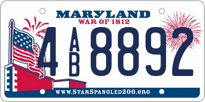 MD license plate 4AB8892