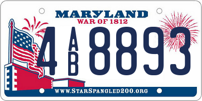 MD license plate 4AB8893