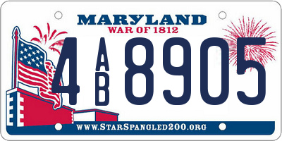 MD license plate 4AB8905