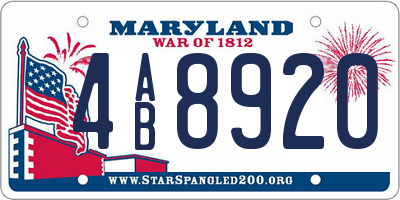 MD license plate 4AB8920