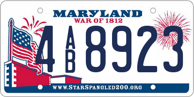 MD license plate 4AB8923