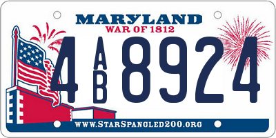 MD license plate 4AB8924