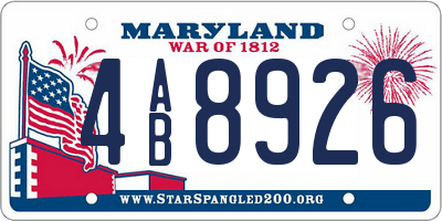 MD license plate 4AB8926