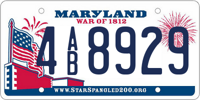 MD license plate 4AB8929
