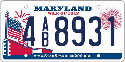 MD license plate 4AB8931