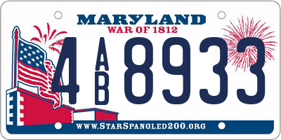 MD license plate 4AB8933