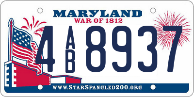 MD license plate 4AB8937