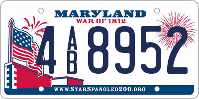 MD license plate 4AB8952