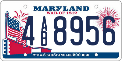 MD license plate 4AB8956