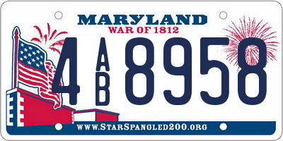 MD license plate 4AB8958