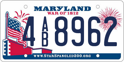 MD license plate 4AB8962