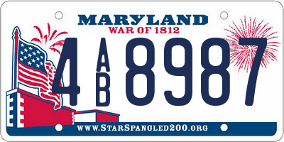 MD license plate 4AB8987