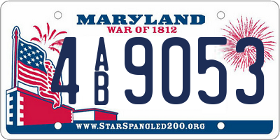 MD license plate 4AB9053
